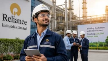 Reliance's Shift to Green Materials Could Create 2 Lakh Jobs Young Indian engineer in a modern manufacturing facility representing Reliance's push into green materials and future jobs.